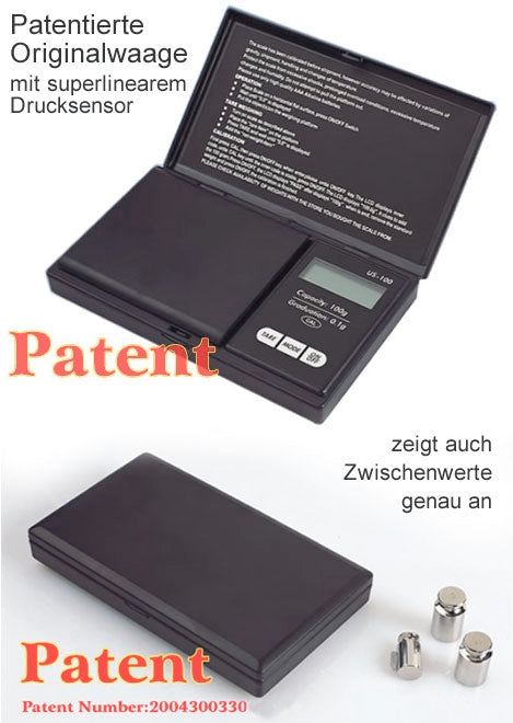 Digitale Feinwaage mit 1/100g Teilung , feinste Schmuckwaage, wiegt in gramm , carat, und grain.