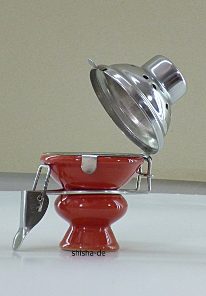 Tabakkopf mit Deckel. Vollglasierter Shisha Tabakkopf.  Der Kopfdurchmesser beträgt ca. 7cm. Der Deckel ist unverlierbar angebaut und kommt mit Sieb.