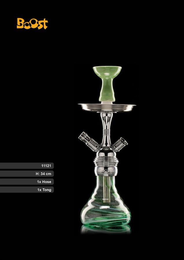 Boost Shisha - Green Transparent Vipe 360 - Höhe: ca 36 cm Bestellen sie eine Shisha in Premium Qualität. Die Boost Shisha - Green Transparent Vipe hat ein Gewinde am Shisha Glas. Neu im Shop zu bestellen.