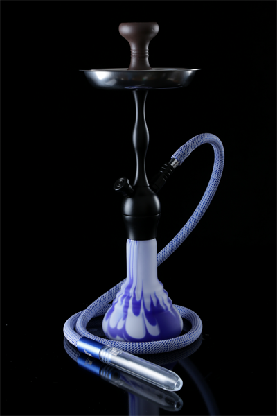 Shisha PNX480 - Blue Press Flower Shisha Black- in Premium Qualität mit Gewinde und Hals.