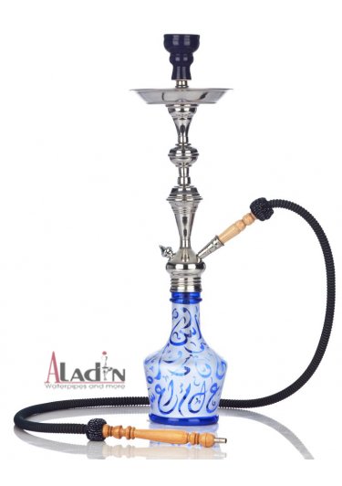 Shisha Arabica in blau, mit Komplettset - mit Ventil - Shisha Arabica aus Edelstahl incl. Kopf , Zange, Schlauch in blau