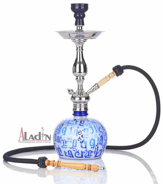 Shisha  Koufy-L Evolution in blau -  Edelstahl Shisha aus Edelstahl 56 cm Shisha Oberteil Edelstahl,  die 
Shisha ist mit Ventil und komplett Start Set.
