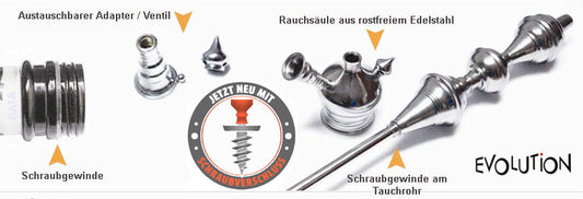 Shisha Koufy Edelstahl 43cm 1 Schlauch Screw it verschraubbar schwarz