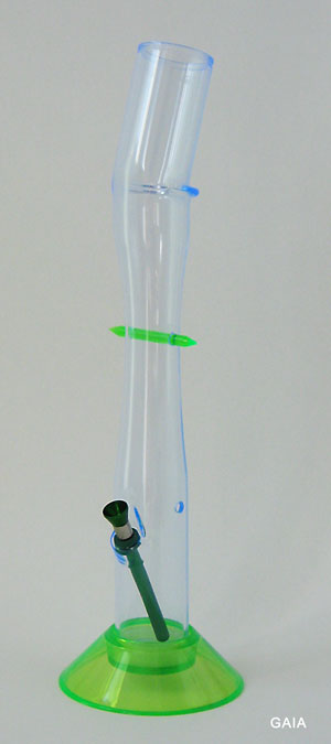 Das Flouro Spike Acryl Bong ist 40 cm hoch, hat 5 cm Durchmesser und einen Flouro Eis Spike