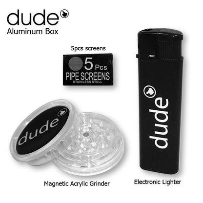 Dude Glas Bong im Aluminium Koffer 22cm Tabakpfeife