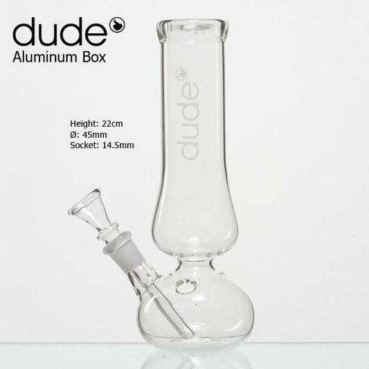 Dude Glas Bong im Aluminium Koffer 22cm Tabakpfeife