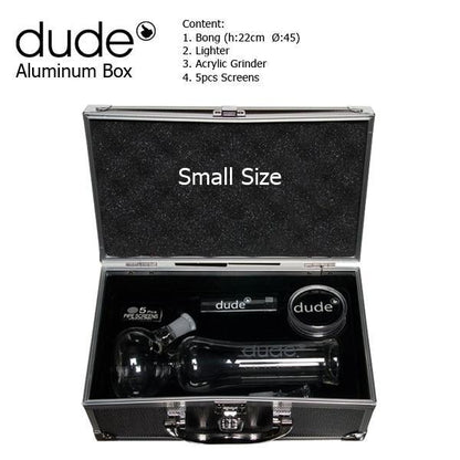 Dude Glas Bong im Aluminium Koffer 22cm Tabakpfeife