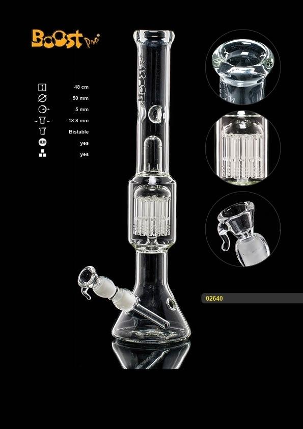 Boost Beaker Glass Bong with arm perculator H:48cm, Ø:50cm, Socket 18,8