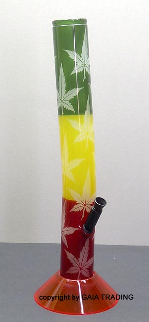 Rasta Leaf Acry Bong 41cm hoch - 5cm Rohr - 3mm Wandstärke - extra XXL 
Fuß