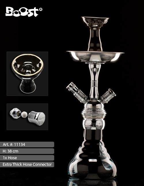 Kaufen sie eine Boost Shisha 3 Drops Black. Die Boost Shisha hat ein Gewinde am Glas. H&ouml;he ca. 38 cm. Neu im Shop zu kaufen.