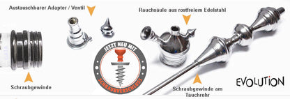 Shisha Aladin Pharaonic 68cm Edelstahl schwarz - Aladin Edelstahl Shisha mit Gewinde